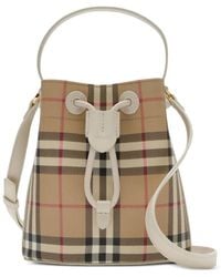 Burberry - Mini Check Bucket Bag - Lyst