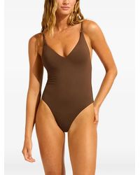 Seafolly - V-Neck Swimsuit - Lyst