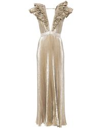 L'idée - Tuileriés Plissé Metallic Maxi Dress - Lyst