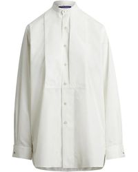 Ralph Lauren - Pleated Bib Kirstin Cotton Shirt - Lyst