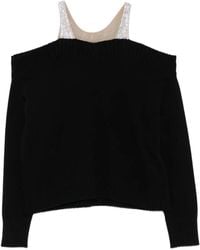 GIUSEPPE DI MORABITO - Jersey con hombros descubiertos y apliques de cristal - Lyst