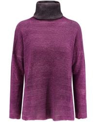 F Cashmere - Turtleneck Ribbed Knit Sweater - Lyst