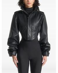 Manière De Voir - Solange Leather Tacked-Sleeve Corset Jacket - Lyst