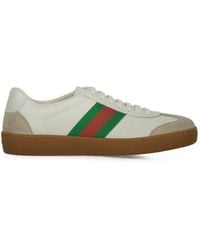 Gucci - Web-Stripe Leather Sneakers - Lyst