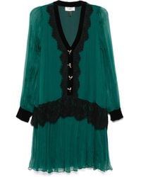 Nissa - Lace-Insert Silk Mini Dress - Lyst
