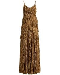 Ralph Lauren - Robe Longue Volantée À Imprimé Peau De Python - Lyst