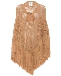 Chiara Is - Peonia Fringed-Trim Crochet-Knit Poncho - Lyst