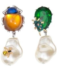 Bimba Y Lola - Beetle Earrings With Amber, Crystals, And Pearls - Lyst