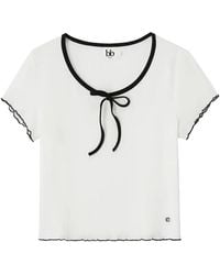 B+ AB - T-Shirt Nervuré À Col Noué - Lyst