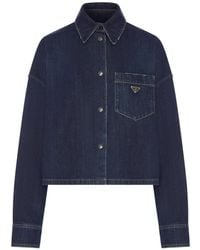 Prada - Logo-Plaque Denim Jacket - Lyst