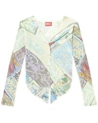 DIESEL - M-Fiorina Printed Cropped Cardigan - Lyst