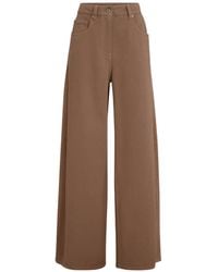 Brunello Cucinelli - Dyed Denim Wide Trousers With Monili - Lyst