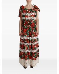 Dolce & Gabbana - Floral-Print Lace-Trimmed Maxi Dress - Lyst