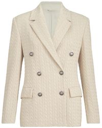 Brunello Cucinelli - Sparkling Cotton And Viscose English-Rib-Knit Blazer With Monili - Lyst