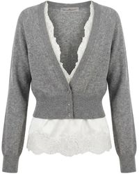 Ermanno Scervino - Lace-Trim Layered Cardigan - Lyst
