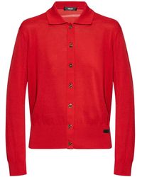 Versace - Buttoned Collar Cardigan - Lyst