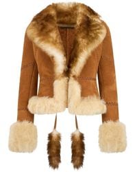 Roberto Cavalli - Fur-Trimmed Whipstitch-Detail Jacket - Lyst