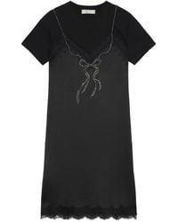Blumarine - Lace-Trim Rhinestone-Embellished Midi Dress - Lyst