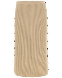 Ferragamo - Ribbed-Knit Button-Detail Midi Skirt - Lyst