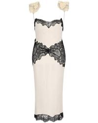 The Attico - Lace-Trim Ruffled Midi Dress - Lyst
