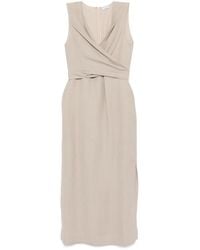 Brunello Cucinelli - Wrap-Effect Midi Dress - Lyst