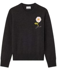 Ganni - Jumper With Crochet Flower - Lyst