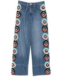 FARM Rio - Crochet-Embellished Jeans - Lyst