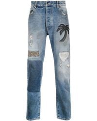 Palm Angels - Patchwork straight-leg jeans - Lyst