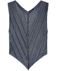Giorgio Armani - Plissé-Effect V-Neck Top - Lyst
