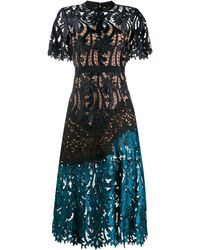 Self-Portrait Vestido midi con encaje floral - Azul