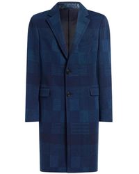 Etro - Cotton And Wool Jacquard Coat With Check Motif - Lyst