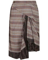 Vivienne Westwood - Zoey Check-Pattern Draped Midi Skirt - Lyst
