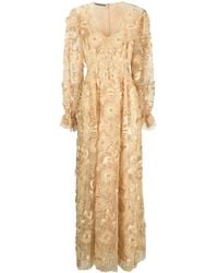 Alberta Ferretti - Floral-Embroidered Ruffled Maxi Dress - Lyst