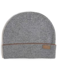 Canali - Ribbed-Knit Logo-Patch Beanie Hat - Lyst