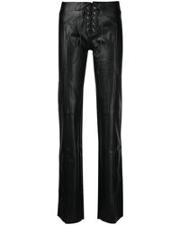 Miaou - Lace-fastened Faux-leather Trousers - Lyst