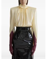 Mugler - Draped High Neck Top With Concealed Fastening - Lyst