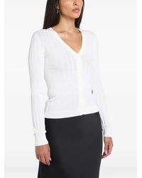 Sporty & Rich - Ribbed-Knit Logo-Embroidered Cardigan - Lyst