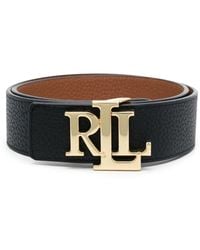 Lauren by Ralph Lauren - Logo-buckle Reversible Leather Belt - Lyst