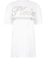 Philipp Plein - Mini Open-Back Logo-Strass Dress - Lyst