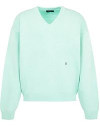 Willy Chavarria - V-Neck Logo-Embroidered Sweater - Lyst