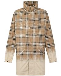 Burberry - Gabardine Parka Met Kleurverloop Ruit - Lyst