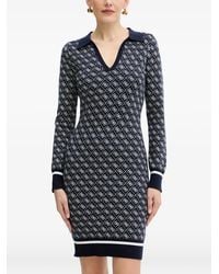 Guess - V-Neck Logo-Patterned Mini Dress - Lyst