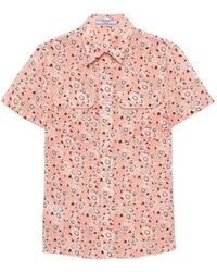 Prada - Stretch-Silk Georgette Floral Shirt - Lyst