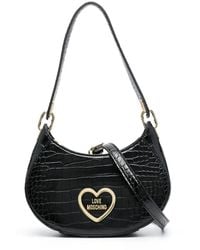 Love Moschino - Logo-Lettering Crocodile-Effect Shoulder Bag - Lyst