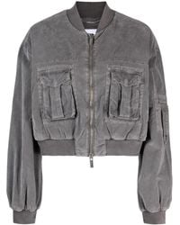 Blumarine - Velvet Wide-Sleeved Bomber Jacket - Lyst