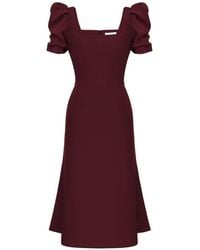 POST MERIDIEM - Godet-Silhouette Square-Neck Midi Dress - Lyst