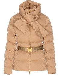 Elisabetta Franchi - Quilted belted down jacket - Lyst