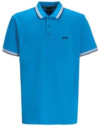 BOSS - Striped-Trim Polo Shirt - Lyst