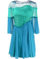 Alberta Ferretti - Ruffle-trimmed Panelled Dress - Lyst
