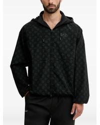 EA7 - Patterned Hooded Jacket - Lyst
